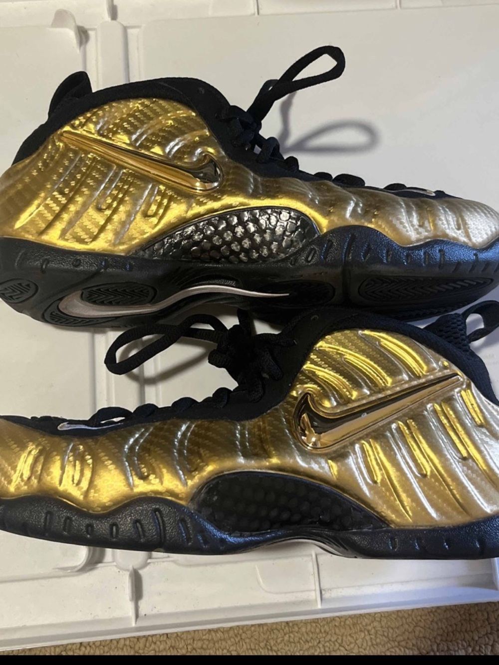 2017 NIKE AIR FOAMPOSITE PRO ONE METALLIC GOLD BLACK PENNY 624041-701 Sz 9 Clean